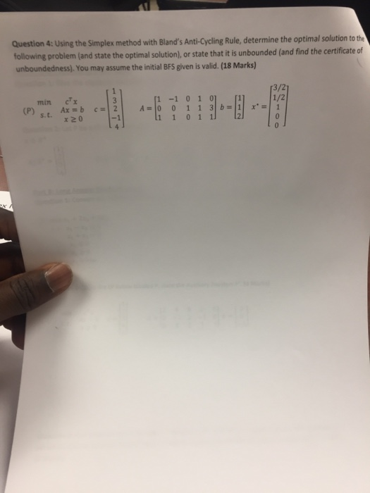 Cycling Example Simplex Solved Question 4: Using the Simplex method with Bland's | Chegg.com