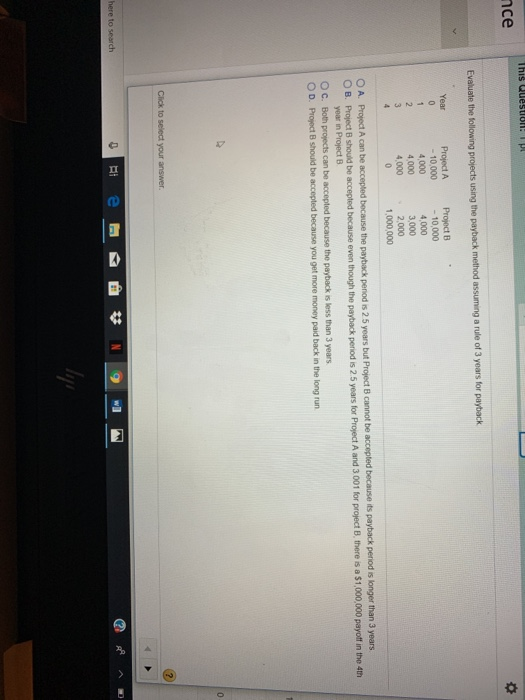 Solved се A Project B - 10,000 4000 4,000 4,000 - 10,000 | Chegg.com