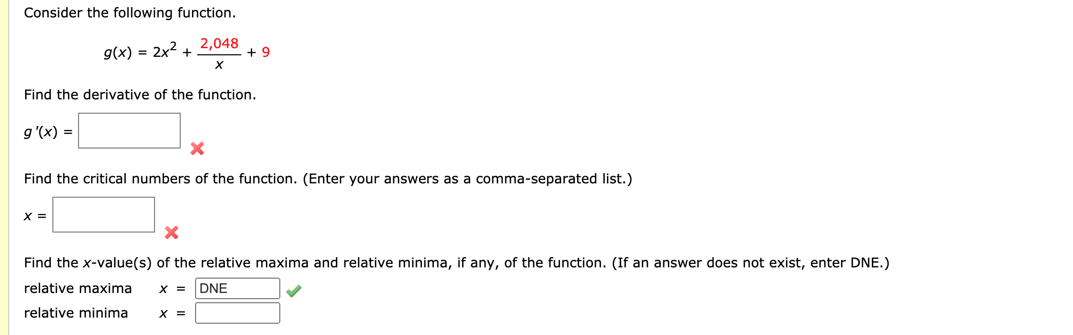 Solved Consider the following function. g(x) = 2x2 + 2,048 + | Chegg.com