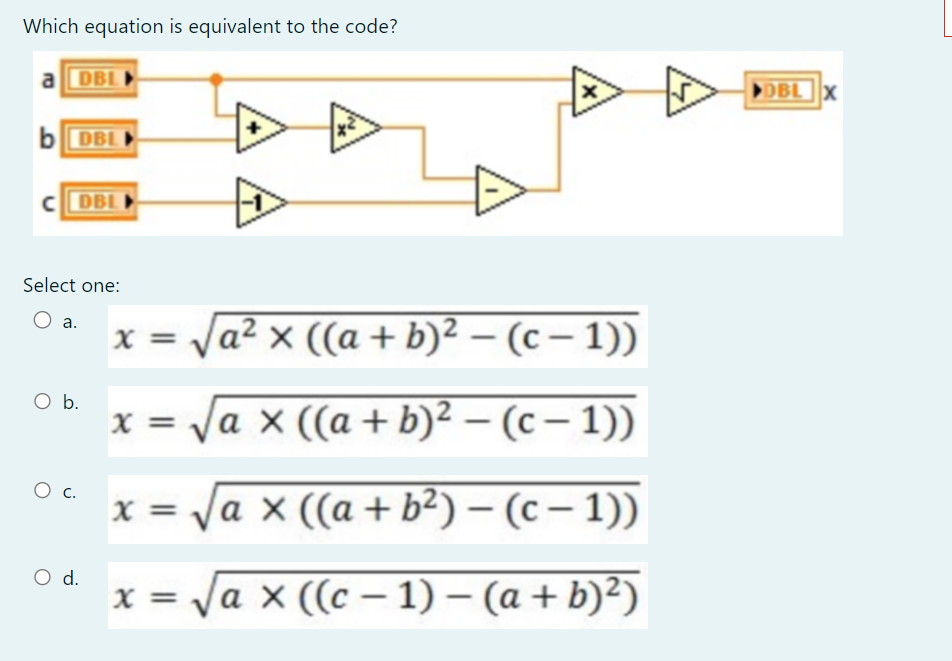 solved-which-equation-is-equivalent-to-the-code-select-one-chegg