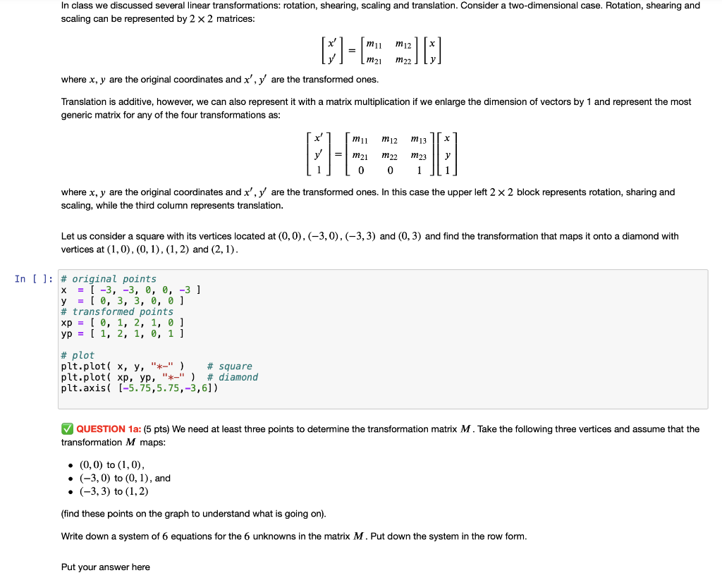 Solved [x′y′]=[m11m21m12m22][xy] where x,y are the original | Chegg.com