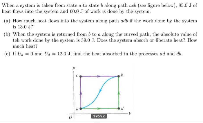 Solved When A System Is Taken From State A To State B Along | Chegg.com