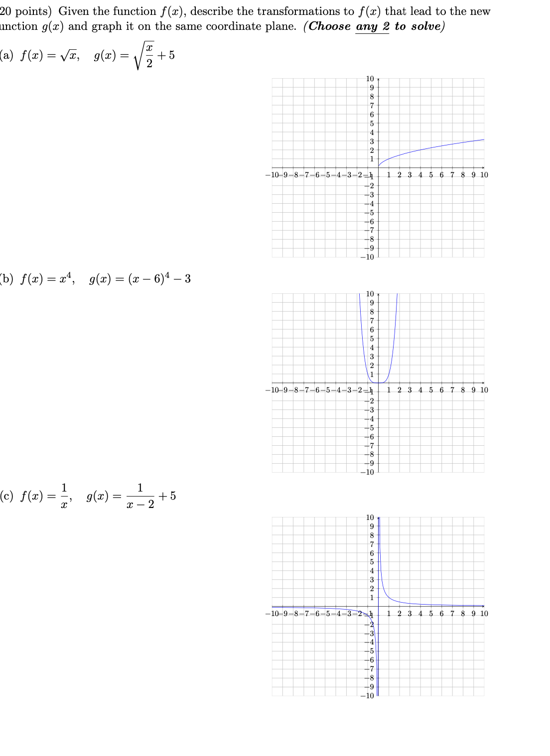 Solved 20 points) Given the function f(x), describe the | Chegg.com