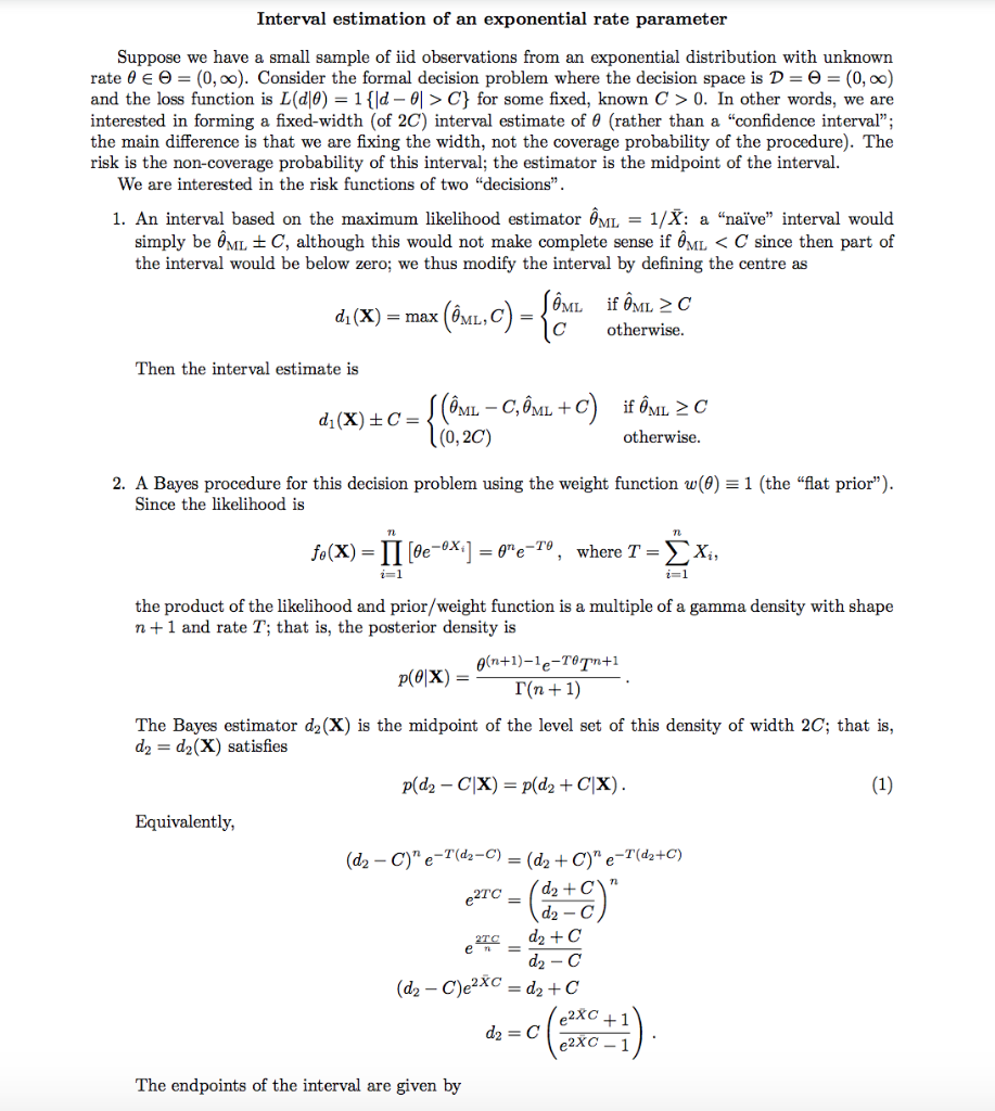 Interval estimation of an exponential rate parameter | Chegg.com