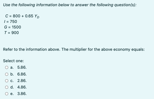 Solved Use the following information below to answer the | Chegg.com