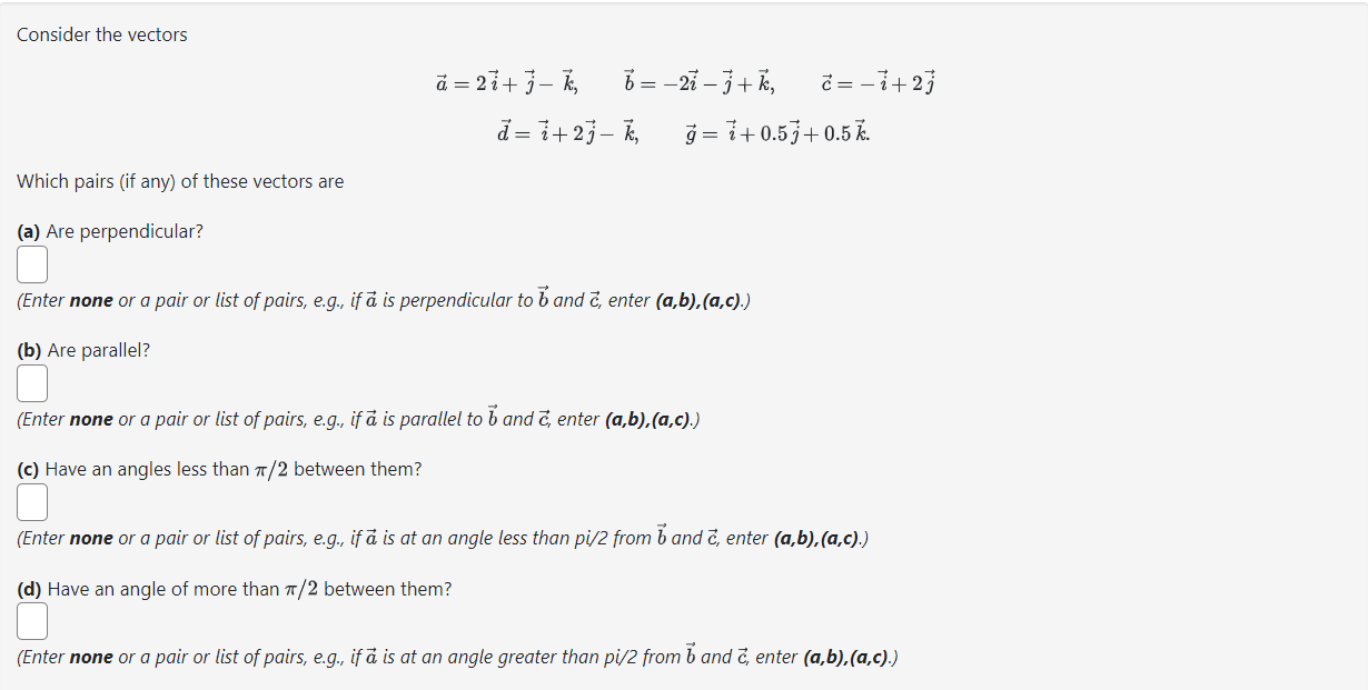 Solved Consider The Vectors | Chegg.com