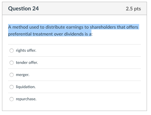 Solved Question 24 2.5 pts method used to distribute | Chegg.com