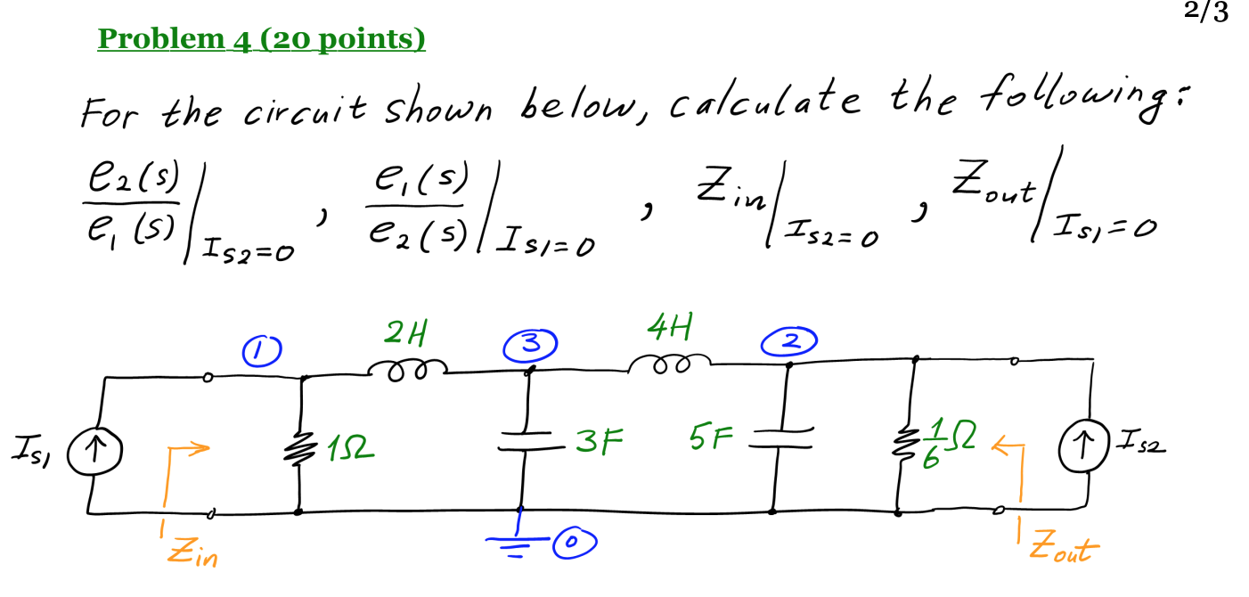 Solved 2/3 Problem 4 (20 Points) For The Circuit Shown | Chegg.com