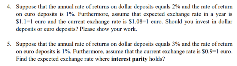 Solved 4. Suppose that the annual rate of returns on dollar | Chegg.com