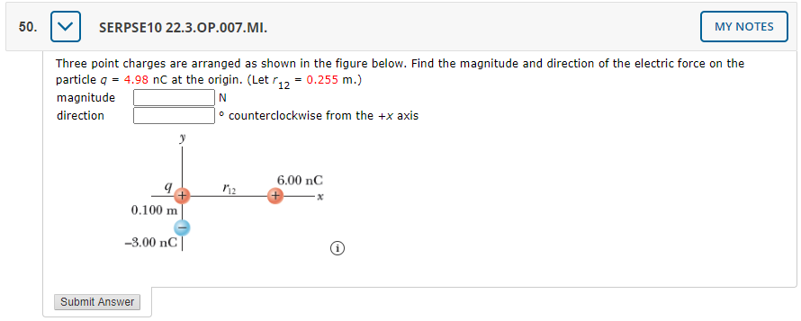 Solved Three point charges are arranged as shown in the | Chegg.com