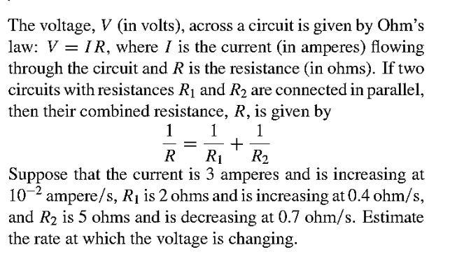 Solved The voltage, V (in volts), across a circuit is given | Chegg.com