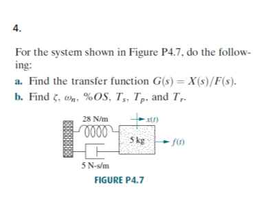 Solved 4. For the system shown in Figure P4.7, do the | Chegg.com