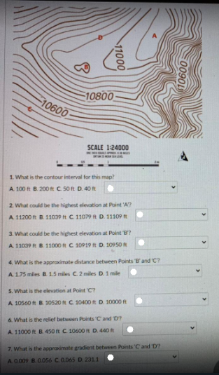 Solved Answer questions 1-7 using the map above. Black bar | Chegg.com