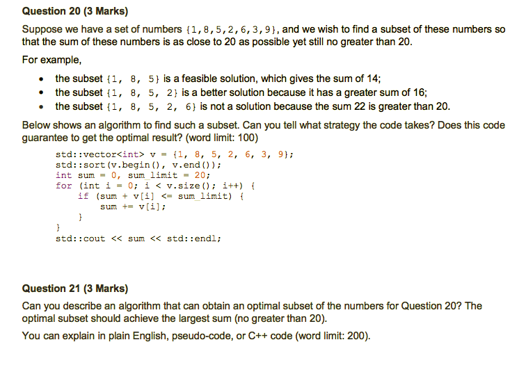 Solved Question 20 (3 Marks) Suppose we have a set of | Chegg.com