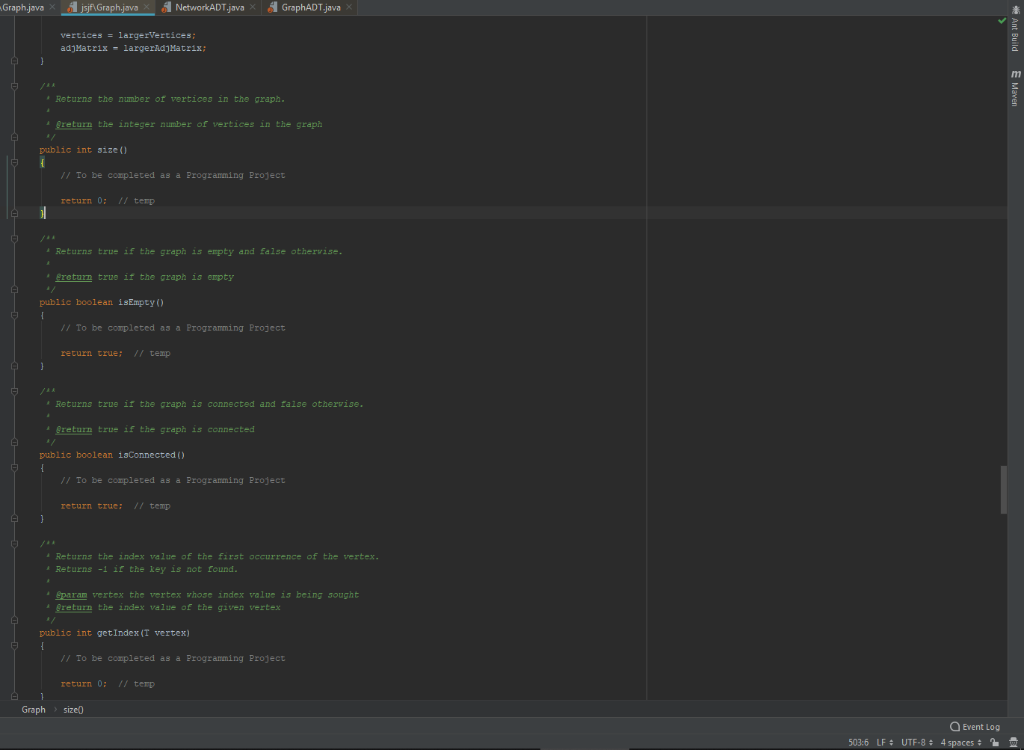 Solved Question: Complete the implementation of Graph.java | Chegg.com image.