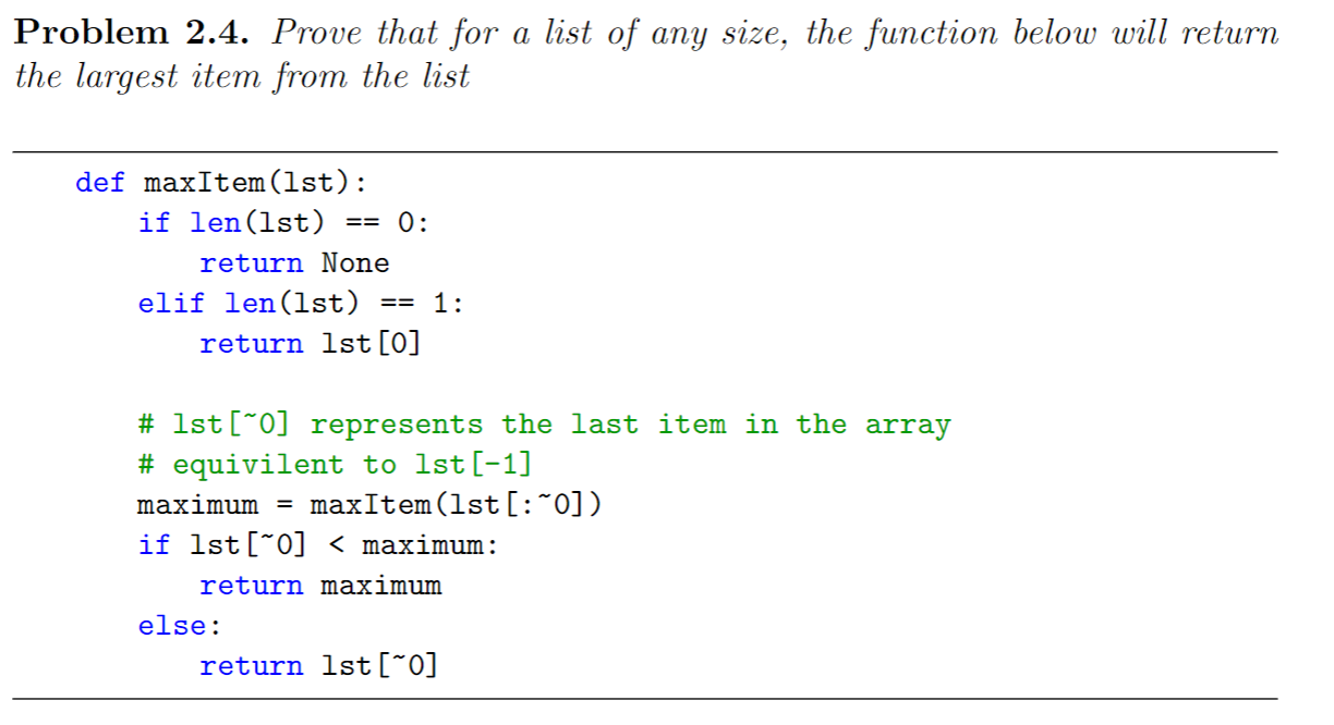 Solved Problem 2.4. Prove that for a list of any size, the | Chegg.com