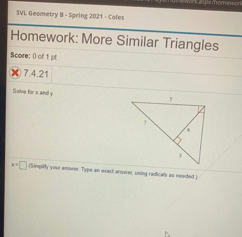 Geometry homework help radicals