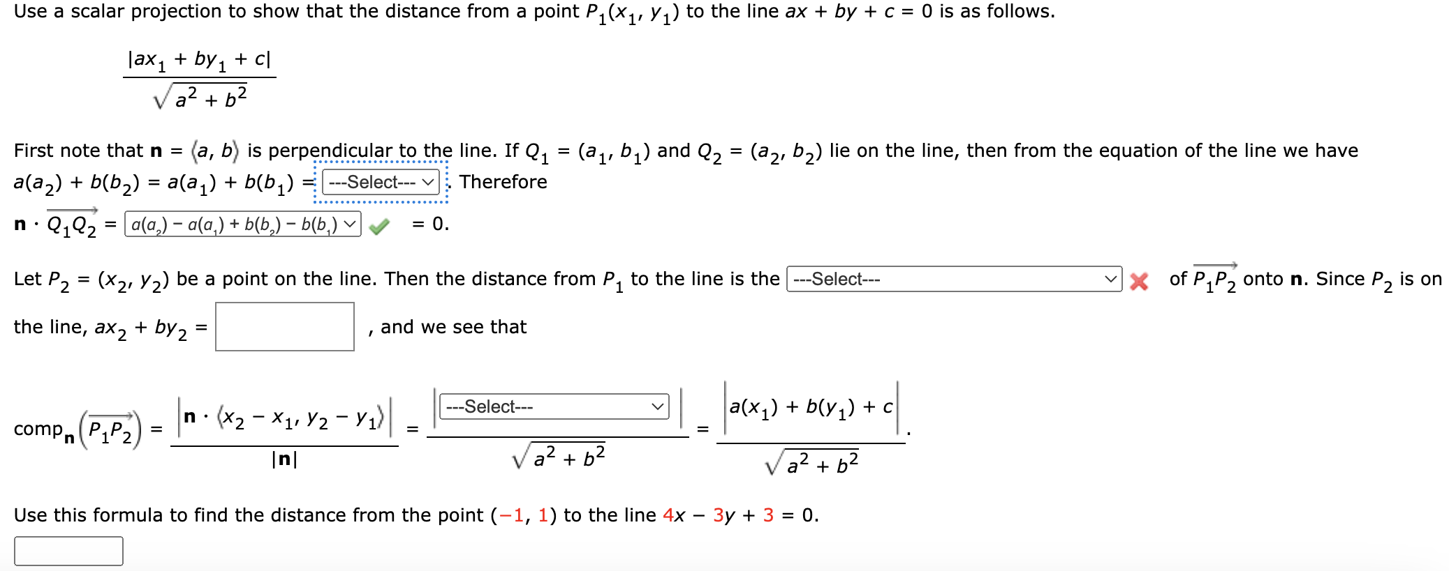 Solved Use a scalar projection to show that the distance | Chegg.com