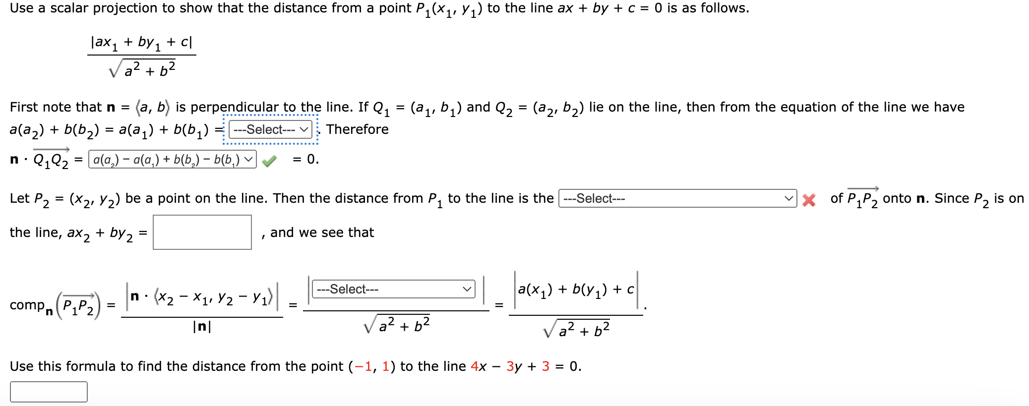 Solved Use A Scalar Projection To Show That The Distance | Chegg.com