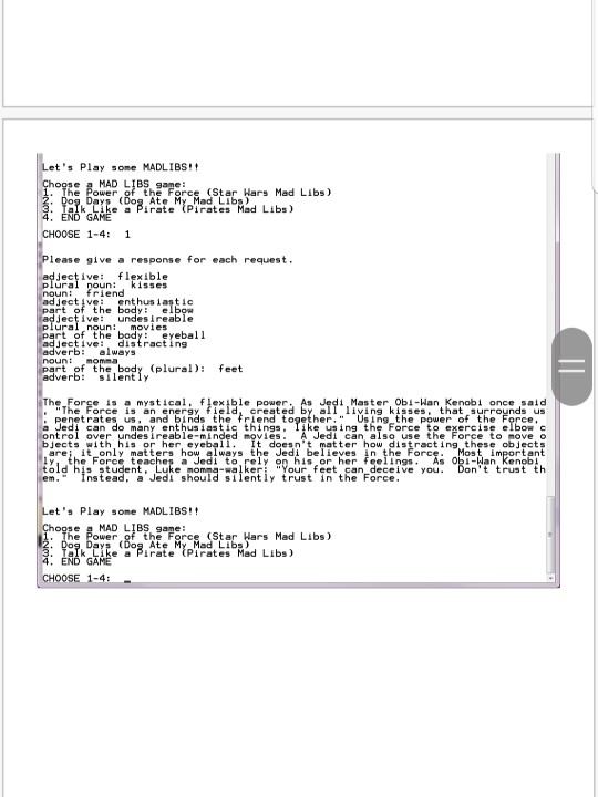 PROGRAM 4 – MADLIBS GAME MADOLIBS World's Greatest | Chegg.com