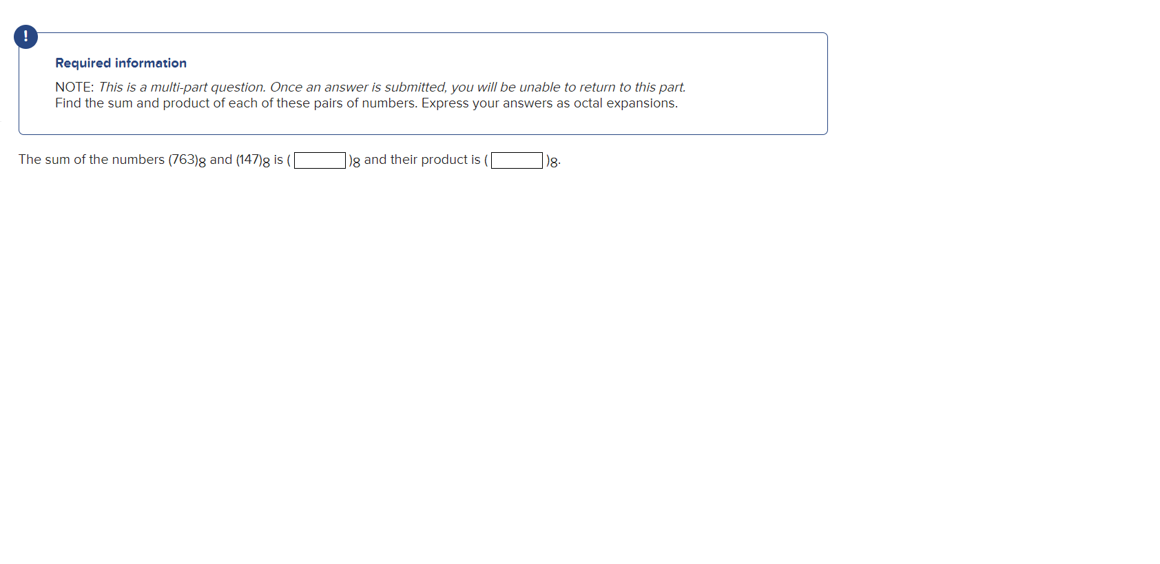 Solved Required information NOTE: This is a multi-part | Chegg.com