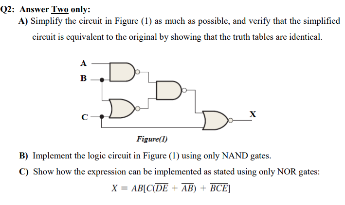 Solved Q2: Answer Two only: A) Simplify the circuit in | Chegg.com