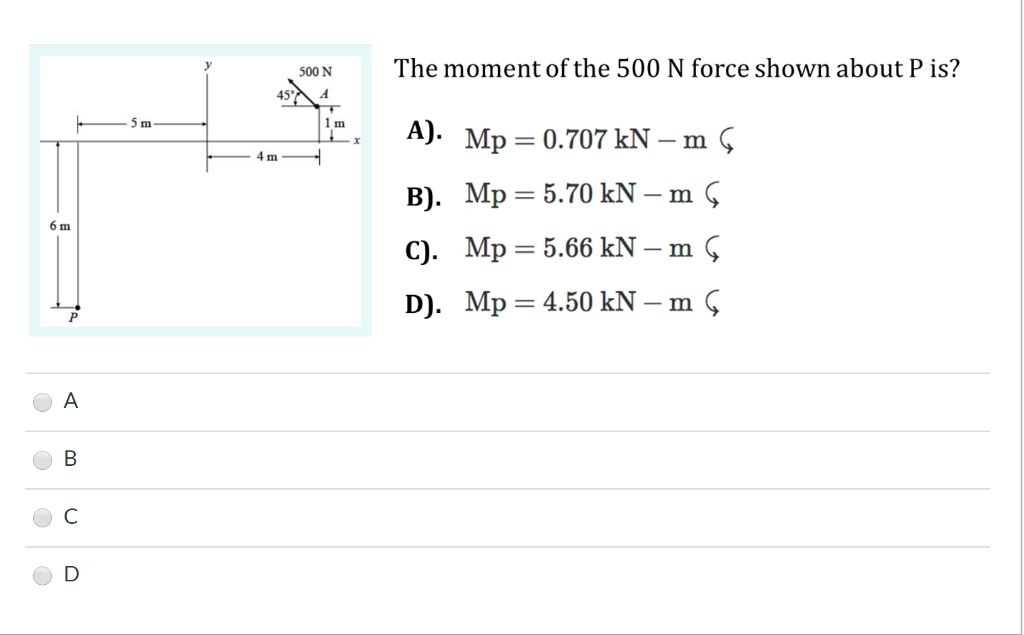Solved 500 N The Moment Of The 500 N Force Shown About P Chegg Com