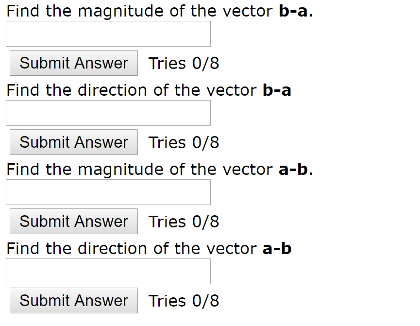 Solved (8c3p28) Given two vectors a - 3.4i -3.3j and b | Chegg.com