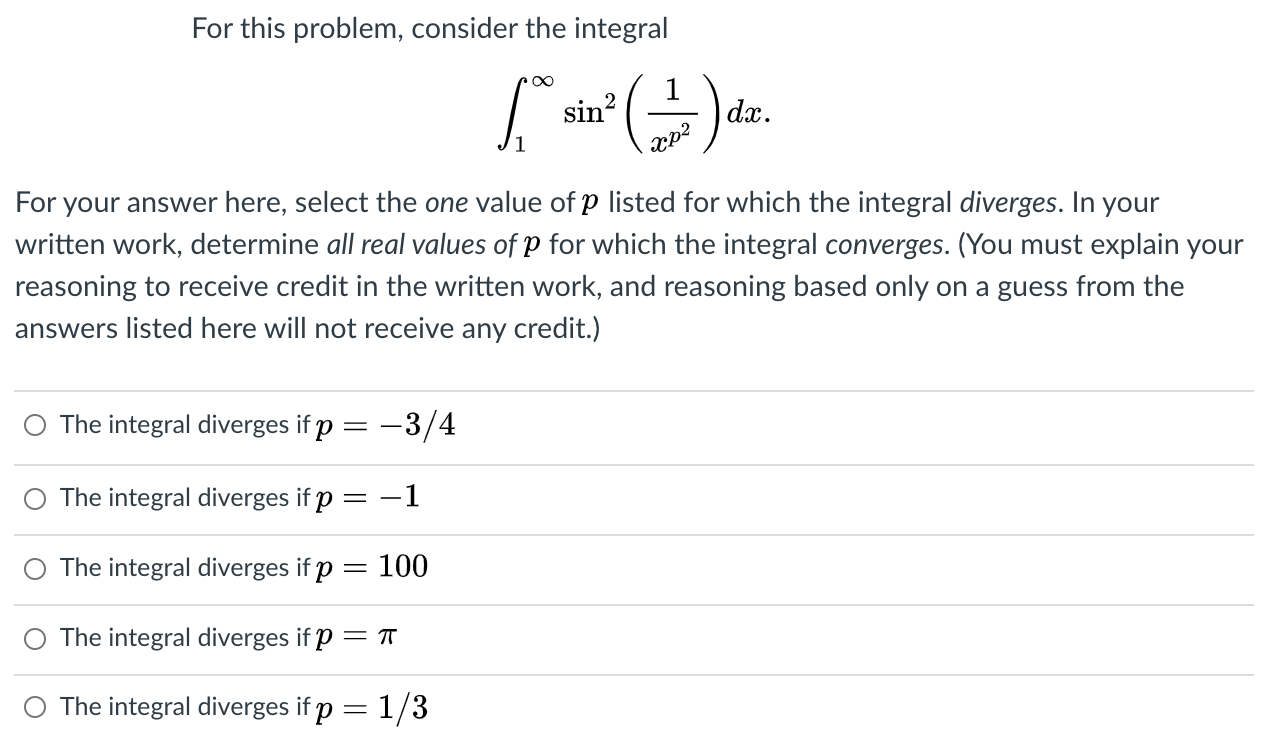 Solved For this problem, consider the integral /*-in (G). | Chegg.com