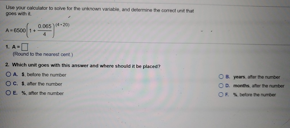 Solved Use your calculator to solve for the unknown | Chegg.com