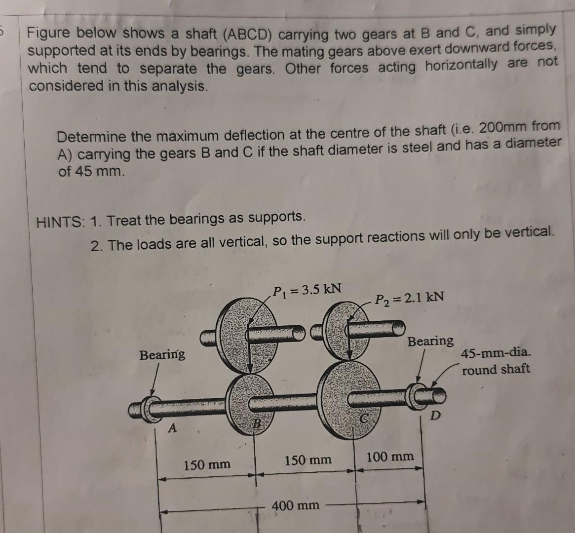 Solved Figure below shows a shaft ( \( ﻿A B C D \) ) | Chegg.com