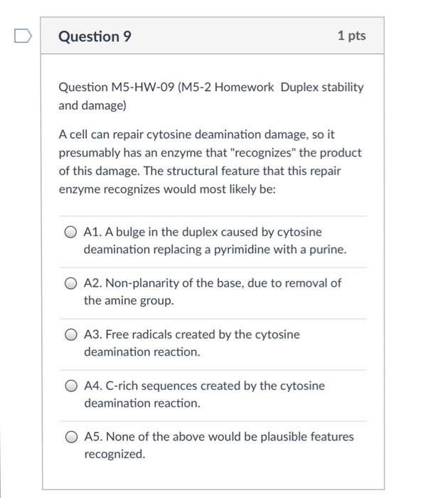 Solved A cell can repair cytosine deamination damage, so it | Chegg.com