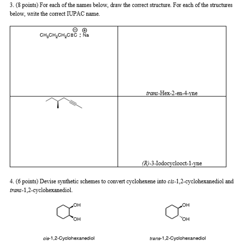 Solved 3. (8 points) For each of the names below, draw the | Chegg.com