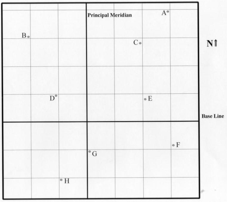 Solved What are the Townships and Ranges for points A, B, C, | Chegg.com