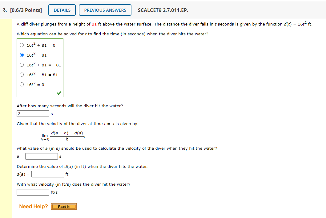 Solved 3. [0.6/3 Points] DETAILS PREVIOUS ANSWERS SCALCET9 | Chegg.com