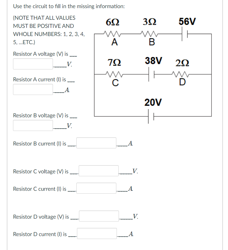 Solved Use the circuit to fill in the missing information: | Chegg.com