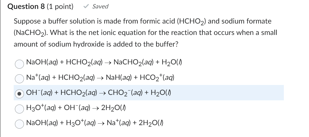 Solved Suppose a buffer solution is made from formic acid | Chegg.com