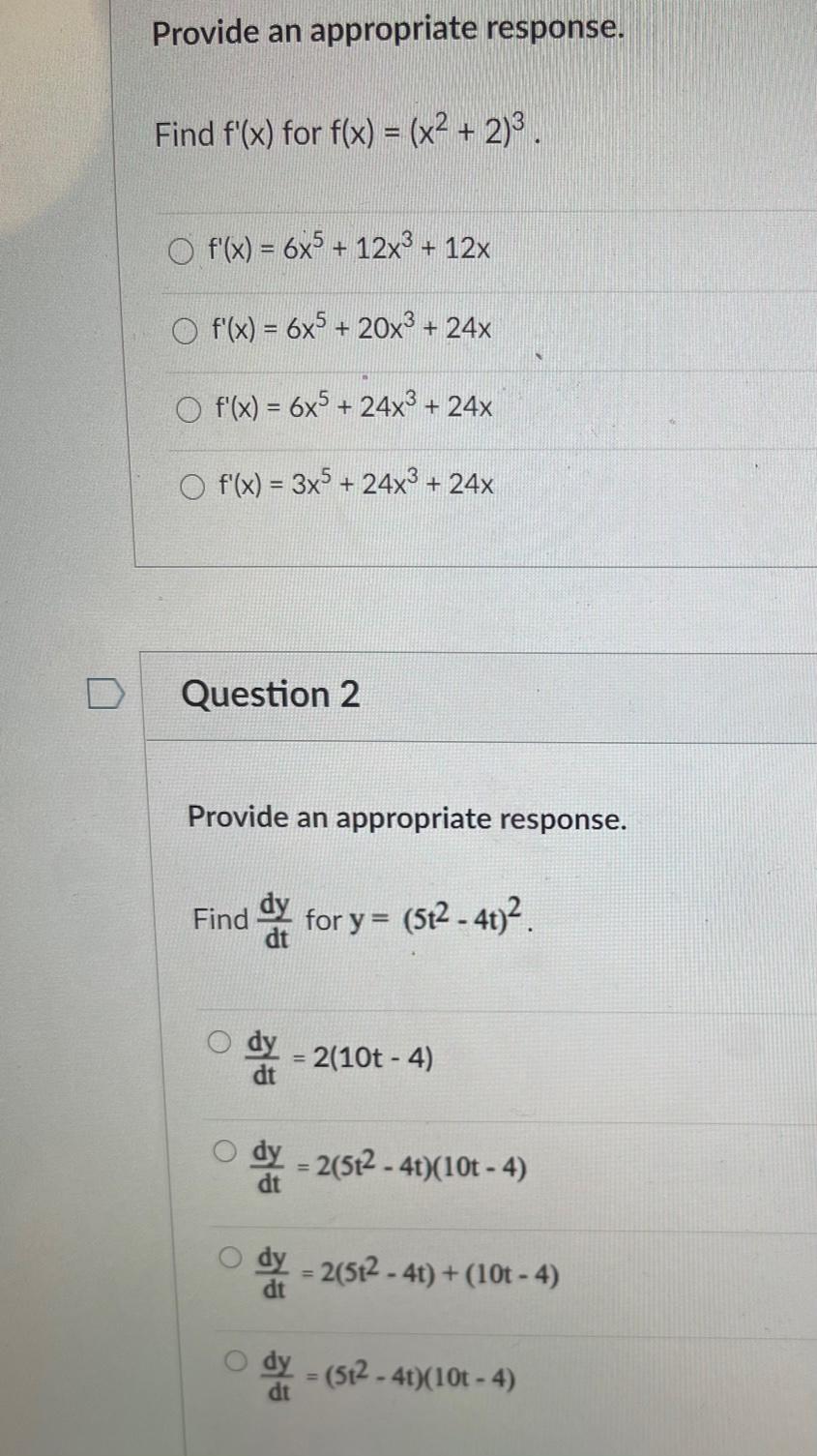 Solved Provide An Appropriate Response Find F X For F X