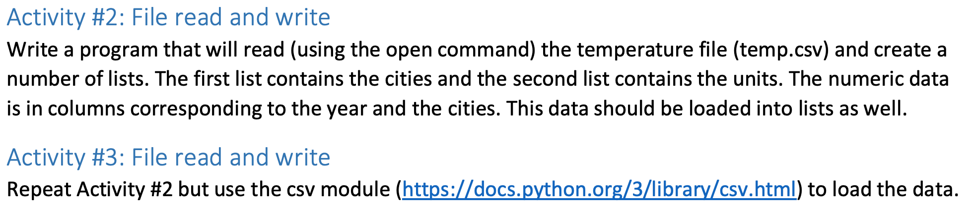 Activity #2: File read and write Write a program that | Chegg.com