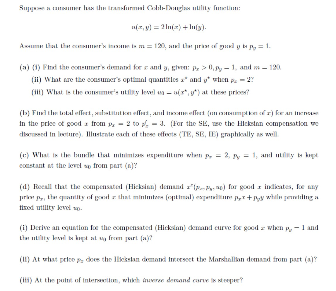 Advanced Microeconomics Question With The Math 