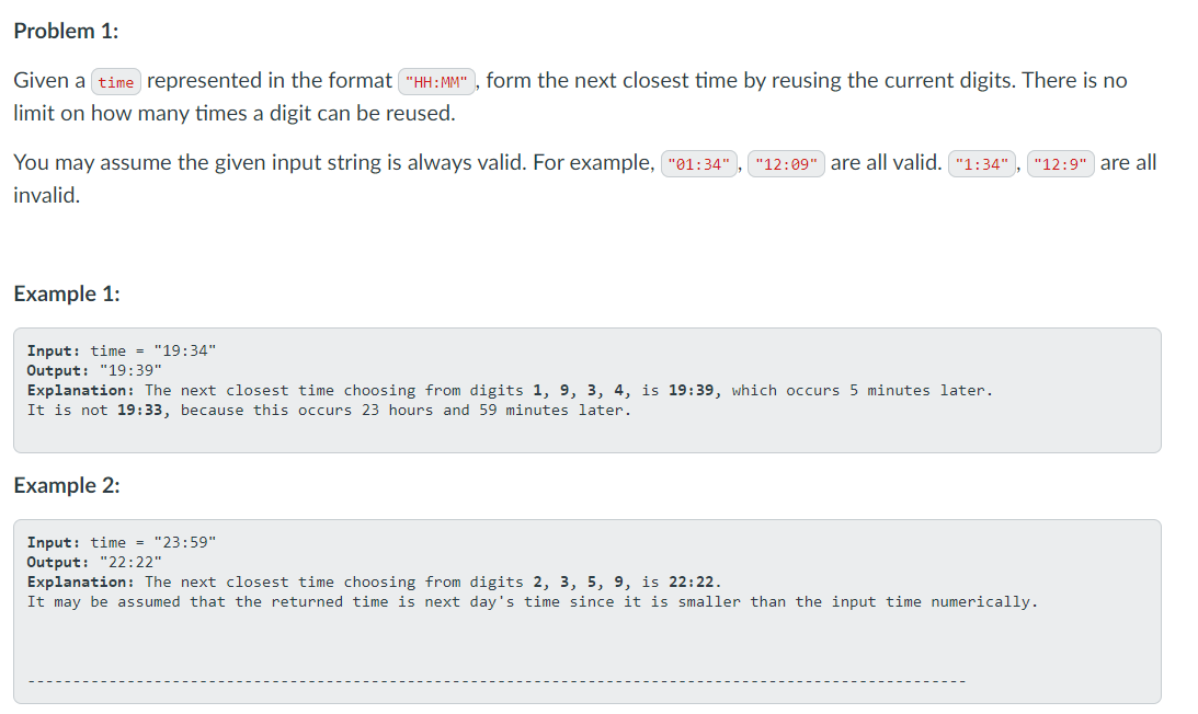Solved Problem 1 Given a time represented in the format