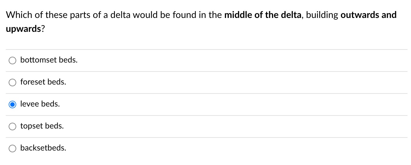 Solved Topset beds form when all of these can form topset