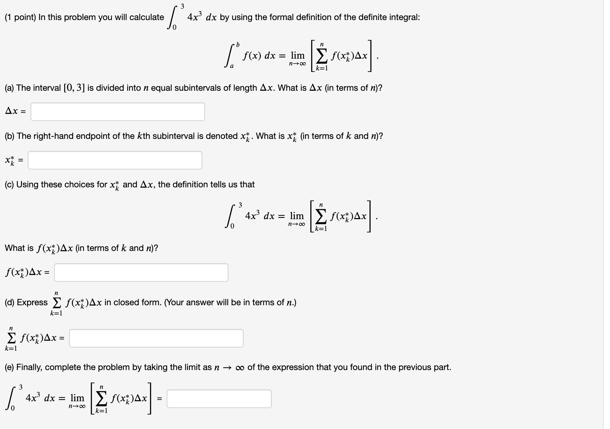 Solved (1 point) In this problem you will calculate ∫034x3dx | Chegg.com