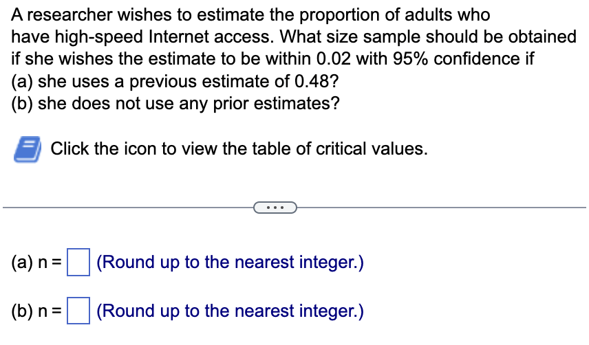 Solved A researcher wishes to estimate the proportion of | Chegg.com