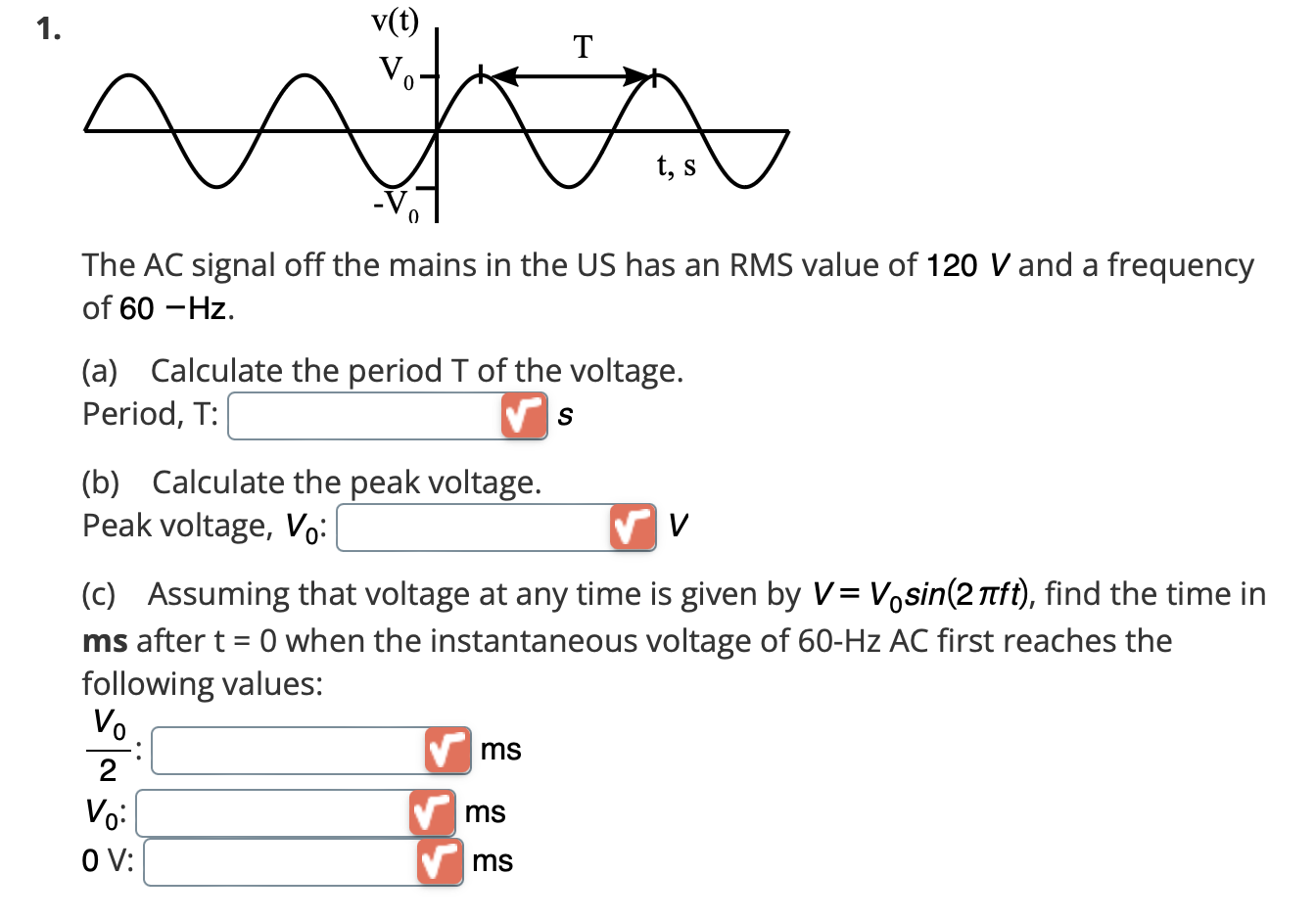 Solved The AC signal off the mains in the US has an RMS | Chegg.com