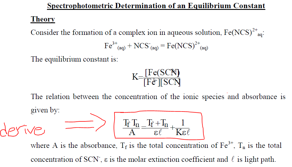 Solved Spectrophotometric Determination of an Equilibrium