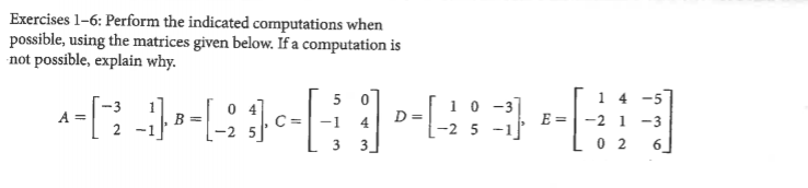 Solved Exercises 1-6: Perform the indicated computations | Chegg.com