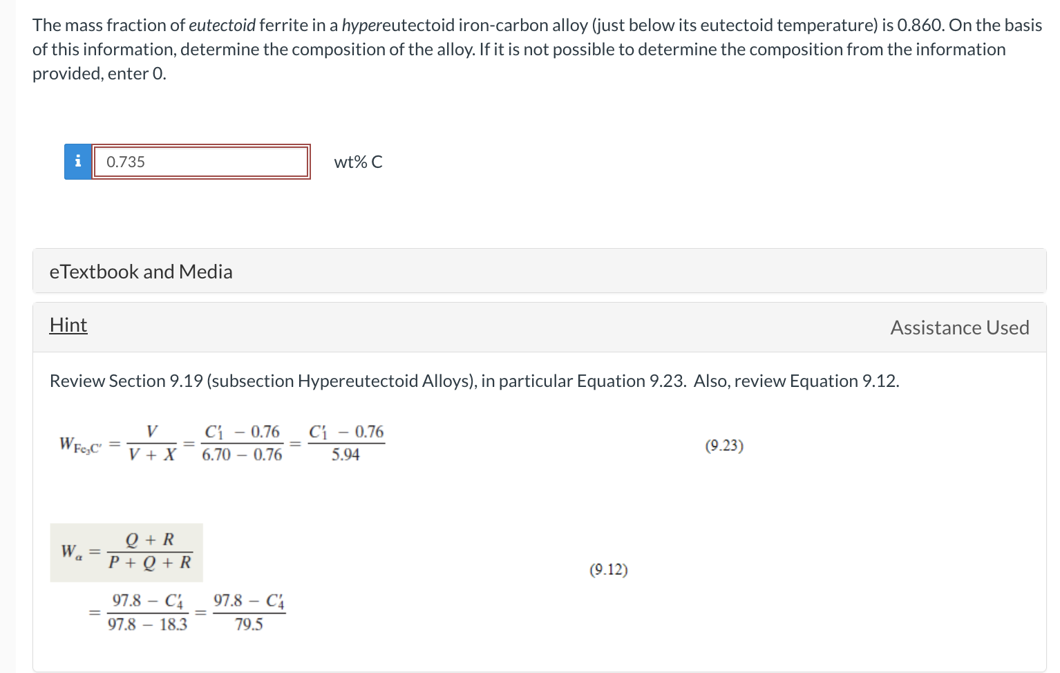 Solved the mass fraction of eutectoid ferrite in a chegg