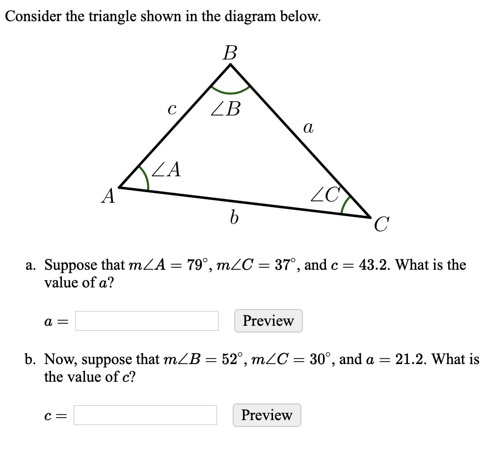 Solved Consider The Triangle Shown In The Diagram Below. C/ | Chegg.com