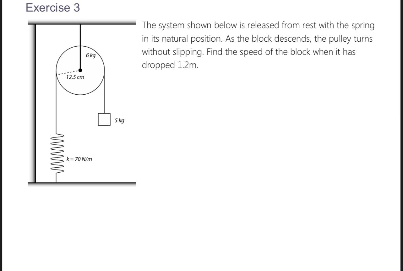 Solved Exercise 3 The System Shown Below Is Released From | Chegg.com